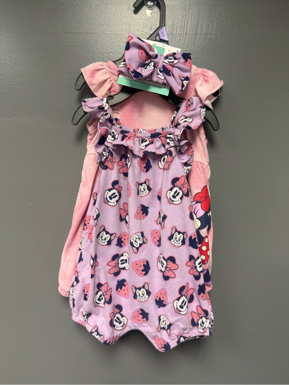 Disney Baby Minnie Mouse & Figaro Romper Bundle 12M – 2 Piece + Headband